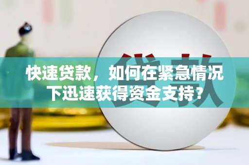 中西区快速贷款，如何在紧急情况下迅速获得资金支持？