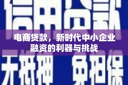 中西区电商贷款，新时代中小企业融资的利器与挑战
