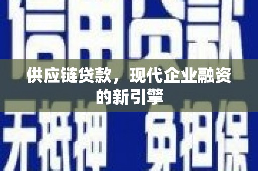 中西区供应链贷款，现代企业融资的新引擎