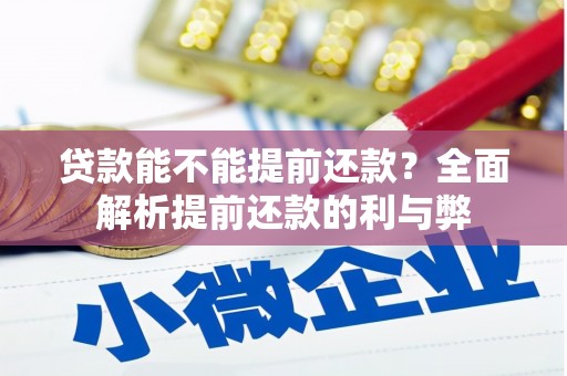 中西区贷款能不能提前还款？全面解析提前还款的利与弊