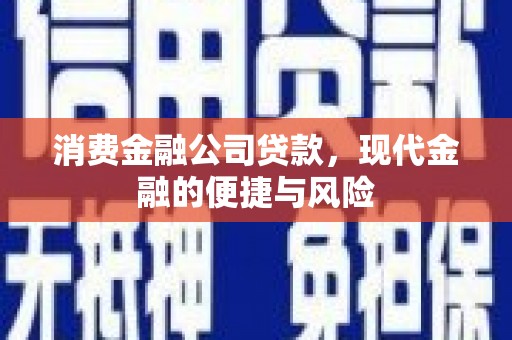 中西区消费金融公司贷款，现代金融的便捷与风险