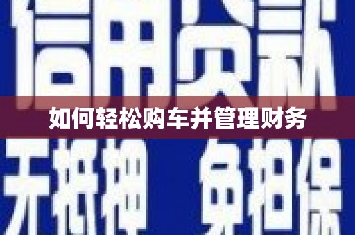中西区如何轻松购车并管理财务